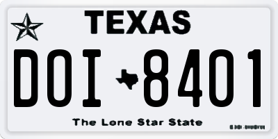TX license plate DOI8401