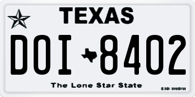 TX license plate DOI8402