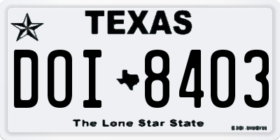 TX license plate DOI8403
