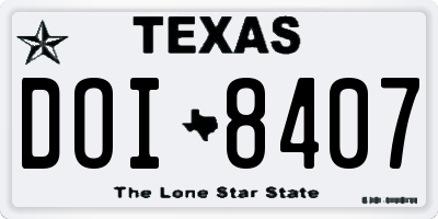 TX license plate DOI8407
