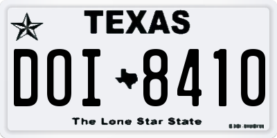 TX license plate DOI8410