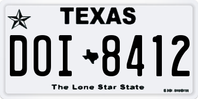 TX license plate DOI8412