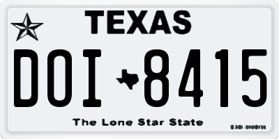 TX license plate DOI8415