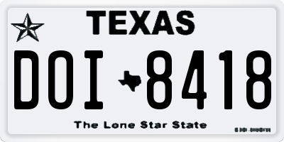 TX license plate DOI8418