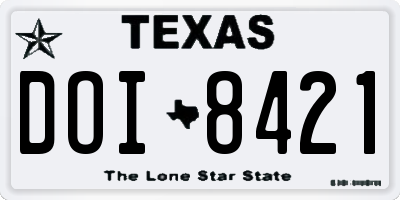 TX license plate DOI8421