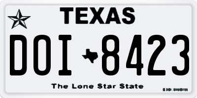 TX license plate DOI8423