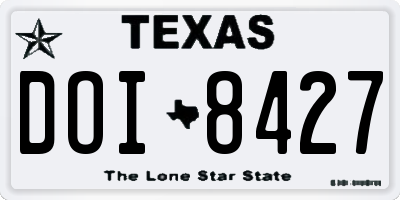 TX license plate DOI8427