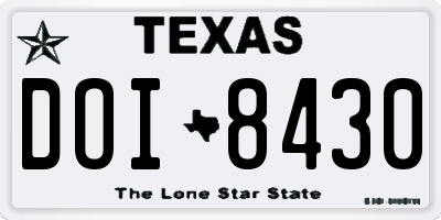 TX license plate DOI8430