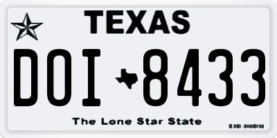TX license plate DOI8433