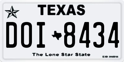 TX license plate DOI8434