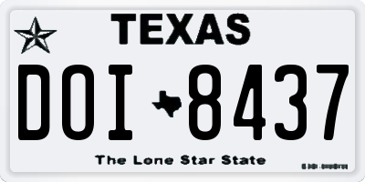 TX license plate DOI8437