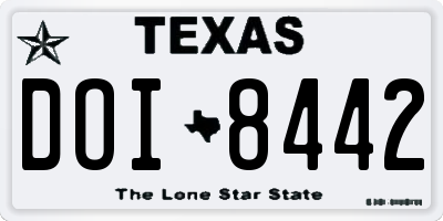 TX license plate DOI8442