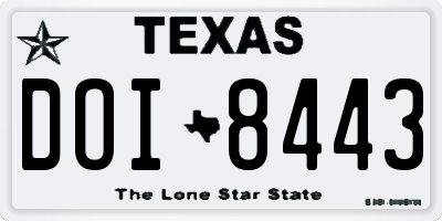TX license plate DOI8443