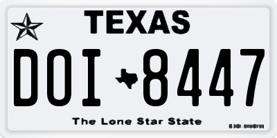 TX license plate DOI8447