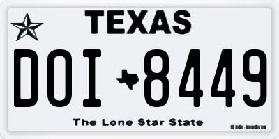 TX license plate DOI8449