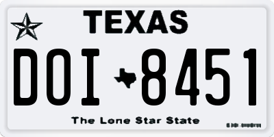 TX license plate DOI8451