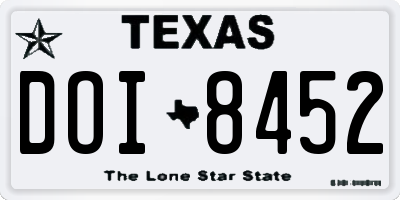 TX license plate DOI8452