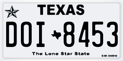 TX license plate DOI8453