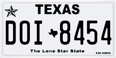 TX license plate DOI8454