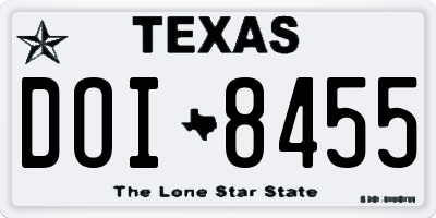 TX license plate DOI8455