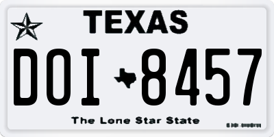 TX license plate DOI8457