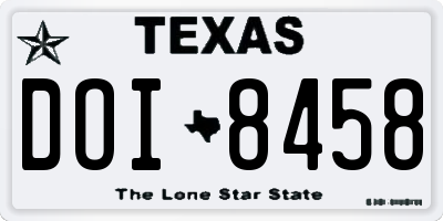 TX license plate DOI8458