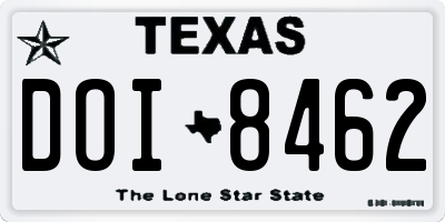 TX license plate DOI8462