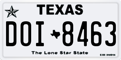 TX license plate DOI8463