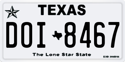 TX license plate DOI8467