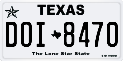 TX license plate DOI8470