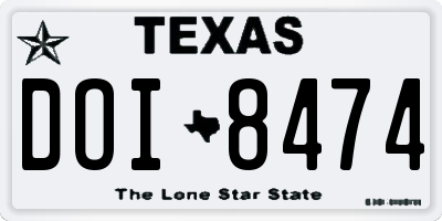 TX license plate DOI8474