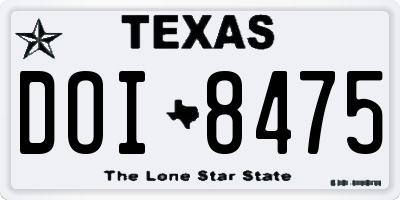 TX license plate DOI8475