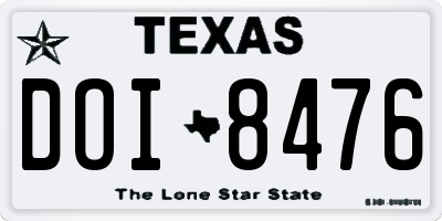 TX license plate DOI8476