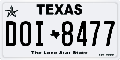 TX license plate DOI8477