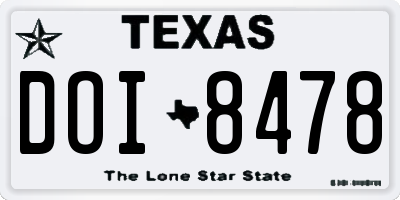 TX license plate DOI8478