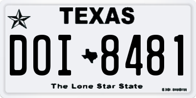 TX license plate DOI8481