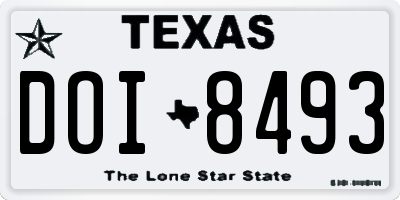 TX license plate DOI8493