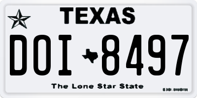 TX license plate DOI8497