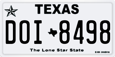 TX license plate DOI8498