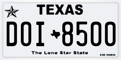 TX license plate DOI8500