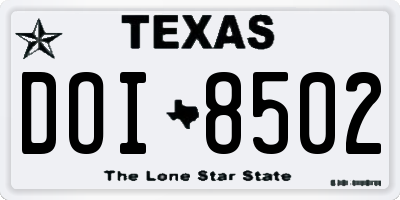 TX license plate DOI8502