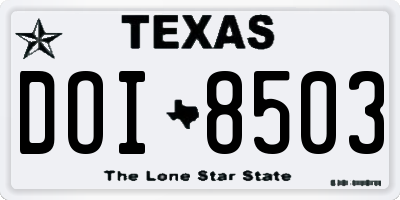 TX license plate DOI8503