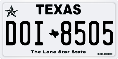 TX license plate DOI8505