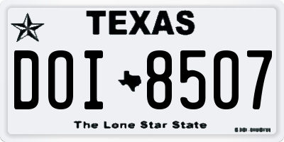 TX license plate DOI8507