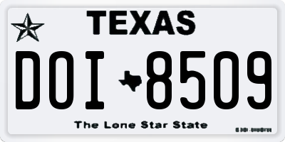 TX license plate DOI8509
