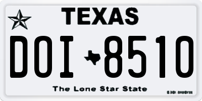 TX license plate DOI8510
