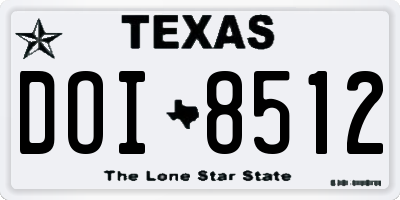 TX license plate DOI8512