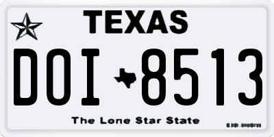 TX license plate DOI8513