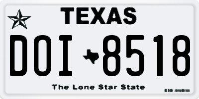 TX license plate DOI8518