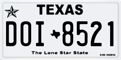 TX license plate DOI8521